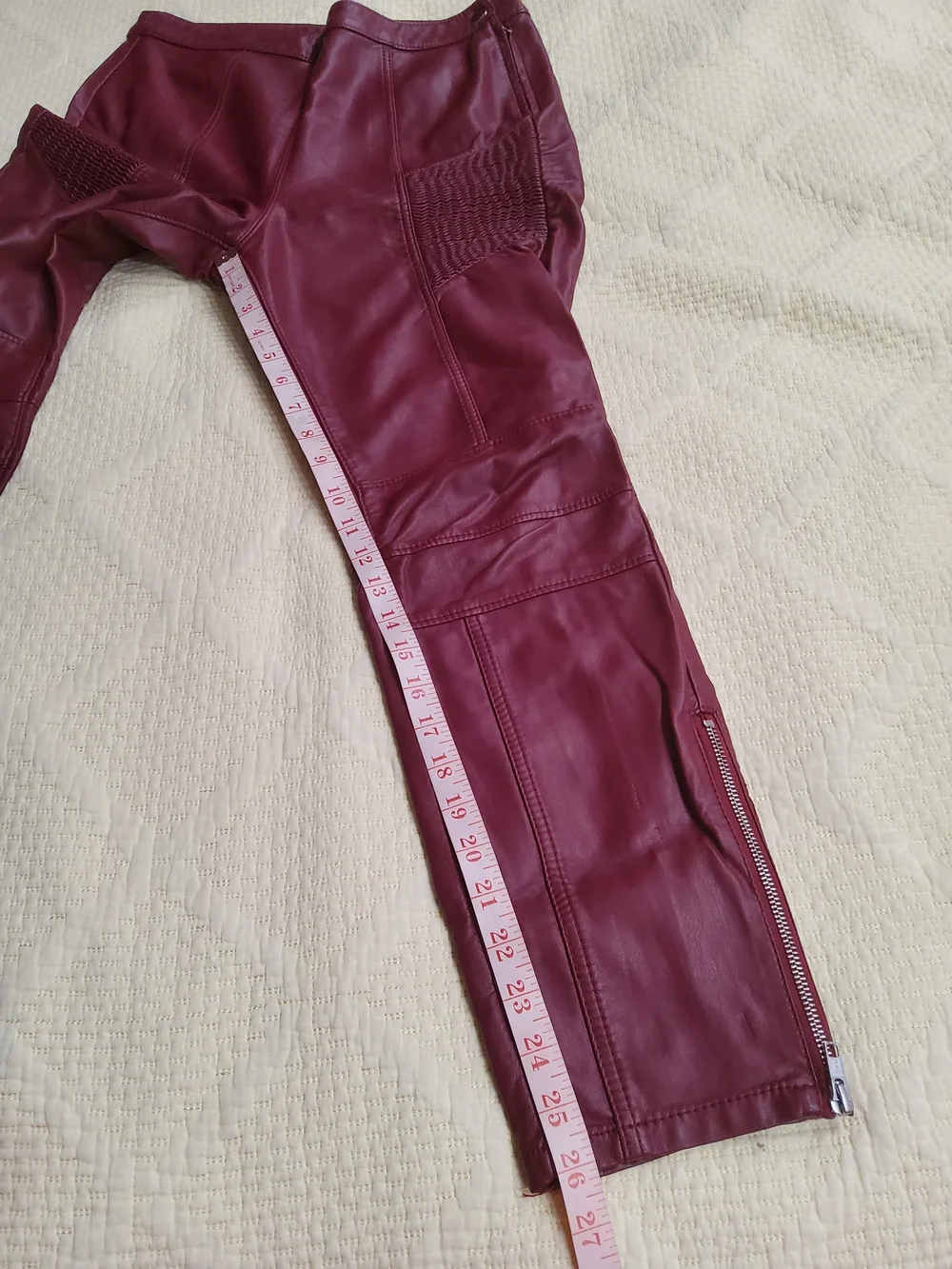 Free People Kaelin Burgundy Faux Leather Moto Cropped Pants